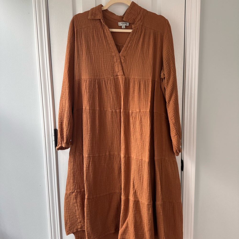 Umgee Terracotta Textured Gauze Dress
